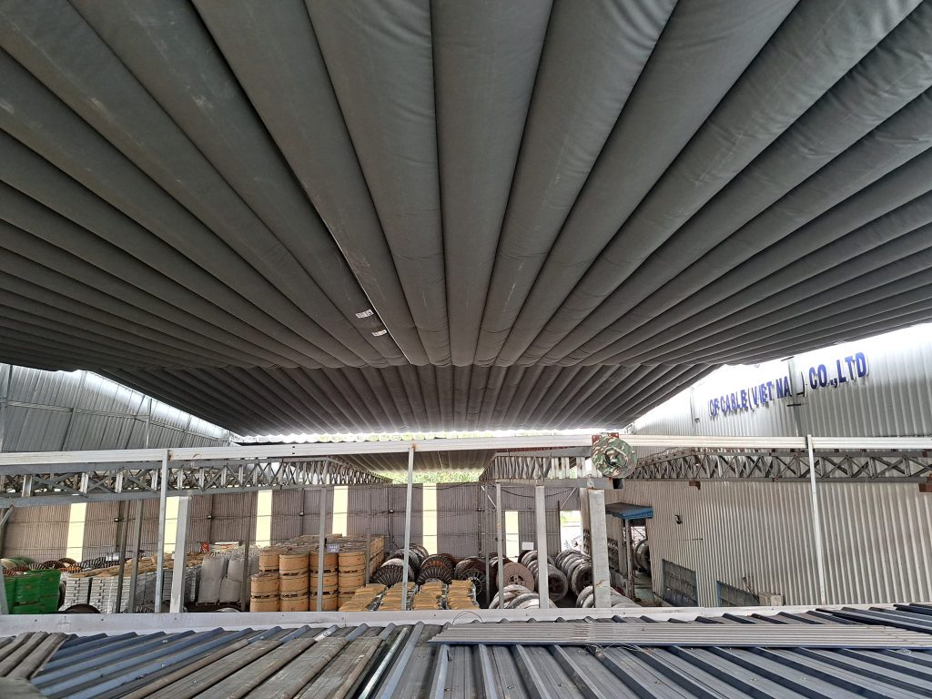 Mái bạt xếp nhà xưởng kho bãi