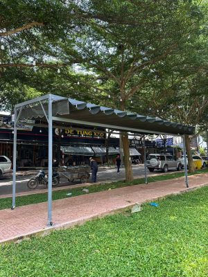 Bạt mái xếp che nắng sân vườn ngoài trời