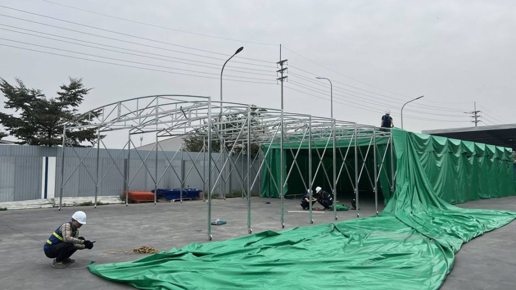 Mái vòm xếp che nhà xưởng, kho bãi