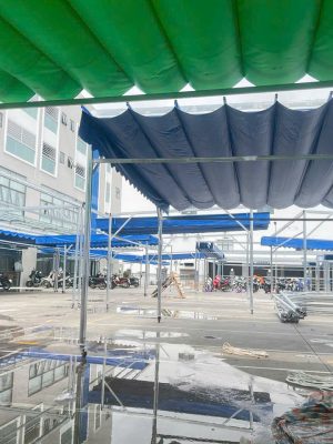Bạt xếp lượn sóng che bãi để xe
