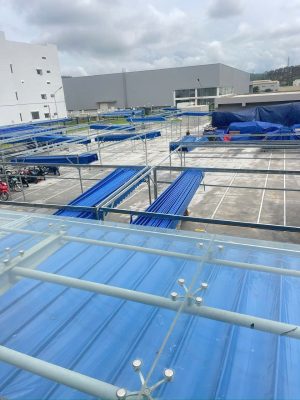 Bạt xếp lượn sóng che bãi để xe