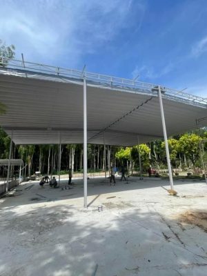 Mái xếp bạt kéo che nhà để xe