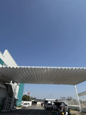 Mái xếp bạt kéo che nhà để xe