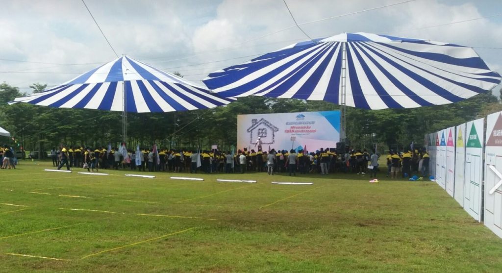 Bạt dù tròn đường kính 16m che sự kiện sân trường