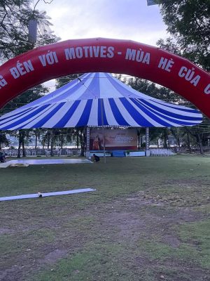 Bạt dù tròn đường kính 16m che sự kiện sân trường