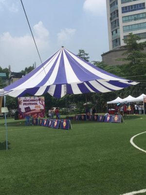 Bạt dù tròn đường kính 16m che sự kiện sân trường