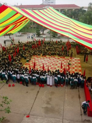 Bạt dù che nắng sự kiện sân trường học ngoài trời tại Nghệ An
