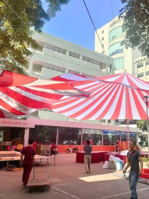 Bạt dù tròn che sân trường đường kính 12m