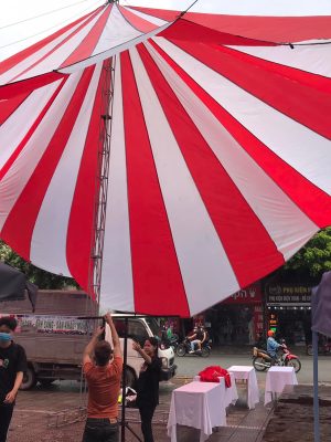 Dù tròn sự kiện đk 12m che nắng sân trường học