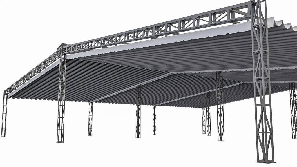  Cấu tạo của mái bạt xếp nhà xưởng kho bãi