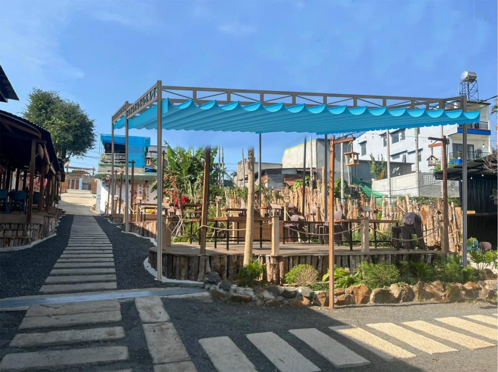 Mái xếp bạt kéo che nắng sân vườn