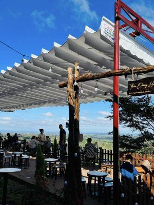 Mái che bạt xếp quán cafe sân vườn