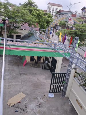 Bạt mái xếp lượn sóng che nắng mưa ngoài trời