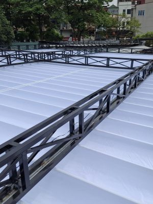 Bạt mái xếp lượn sóng che nắng mưa ngoài trời